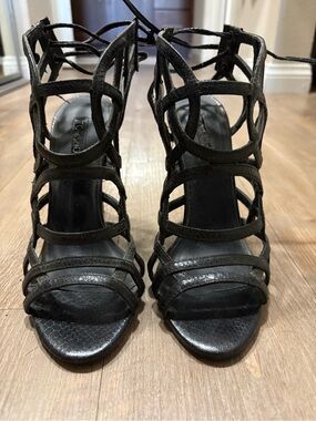 Topshop Black Strappy Lace-Up High Heels